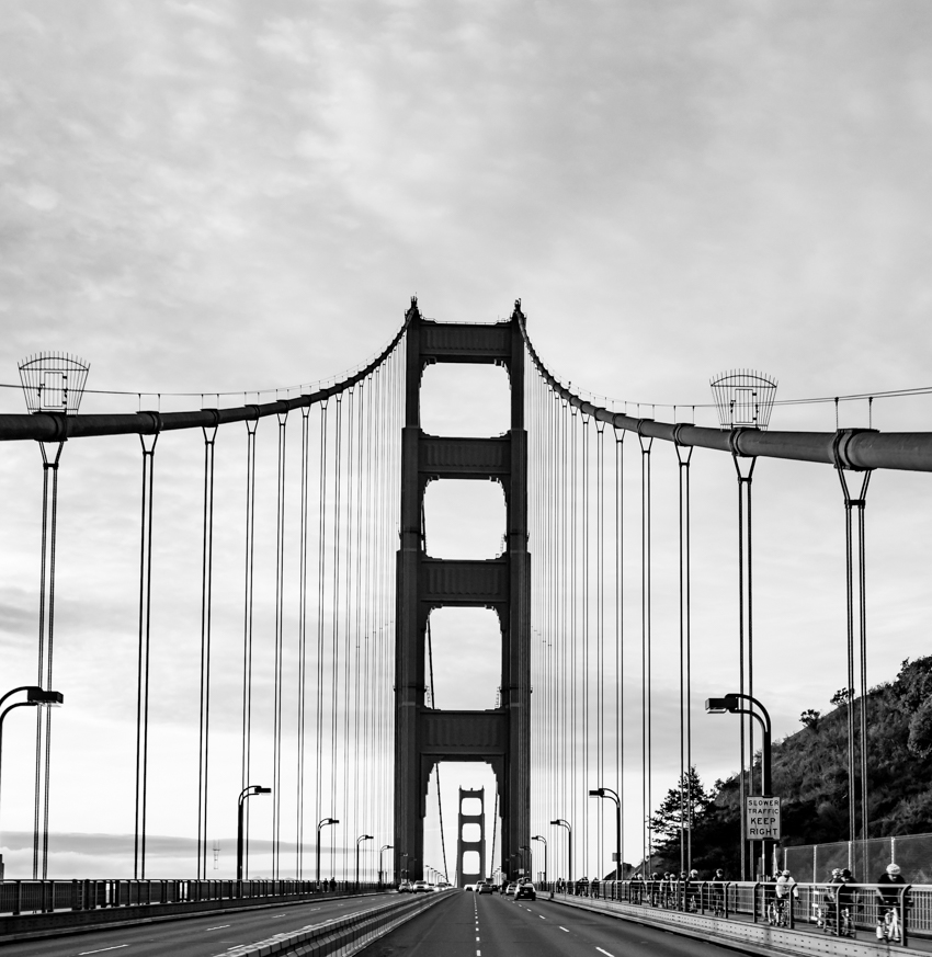 golden gate bridge black and white, megan crandlemire photography